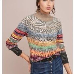 Anthropology Mauve Prismatic Fair Isle Sweater